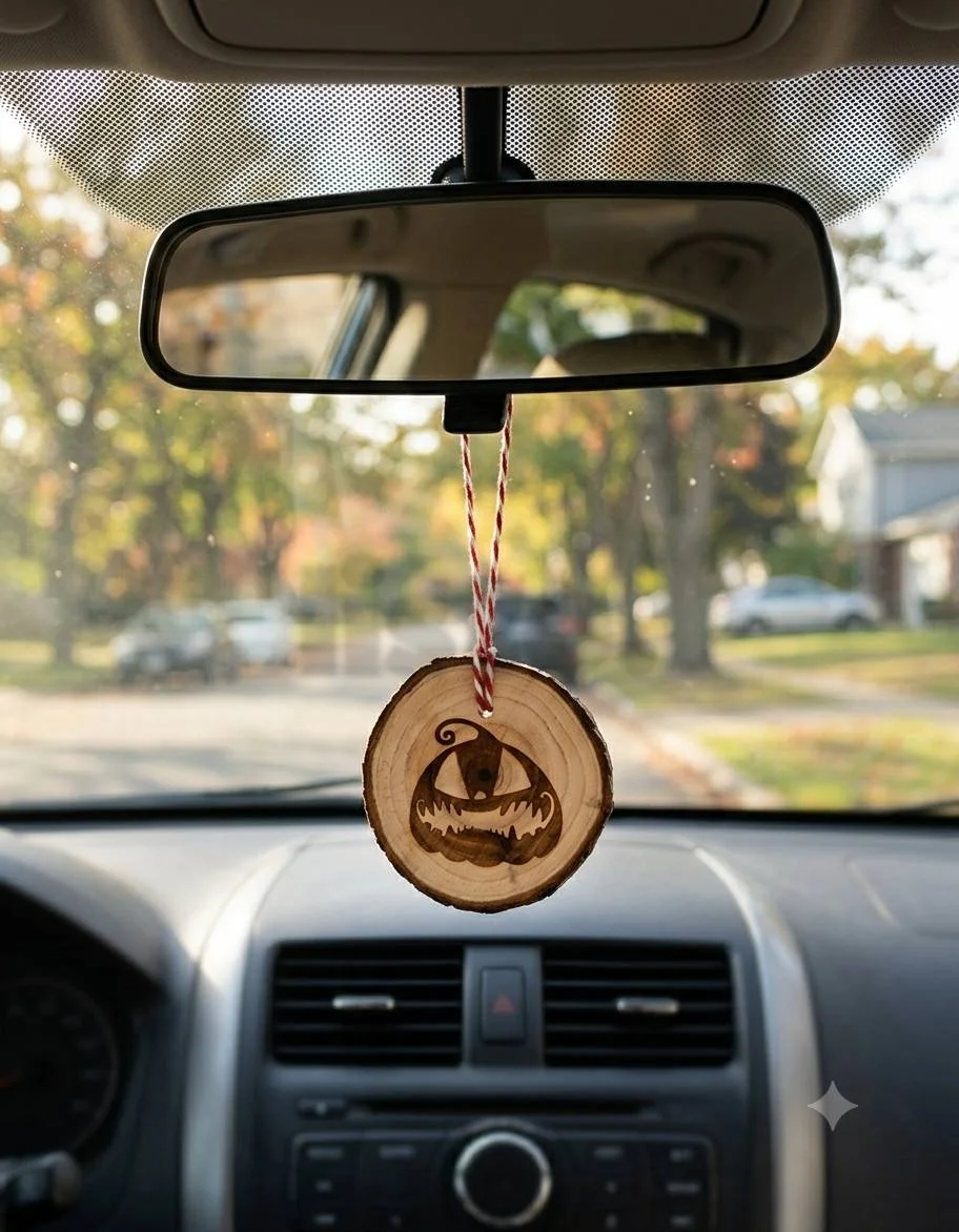 Unique Wooden Halloween Pumpkin Car Charm