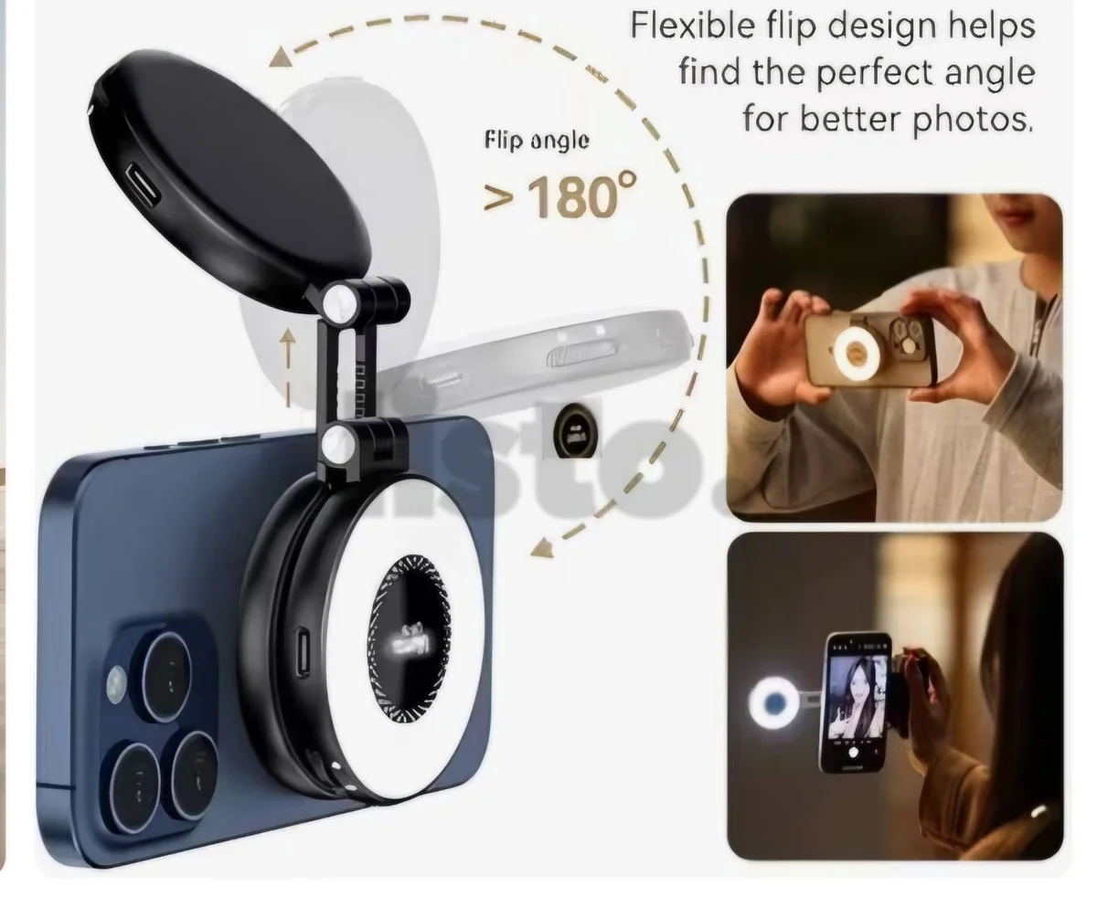 Portable selfie light for mobile phone - with clip and rechargeable