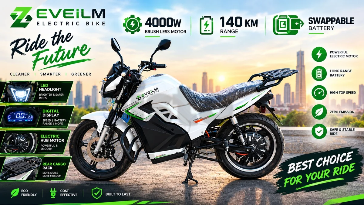 EVEILM Electric Motorcycle - 4000W Motor, 140km Range