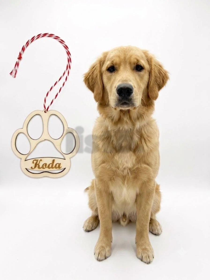Personalized Pet Paw Print Ornament - Custom Engraved