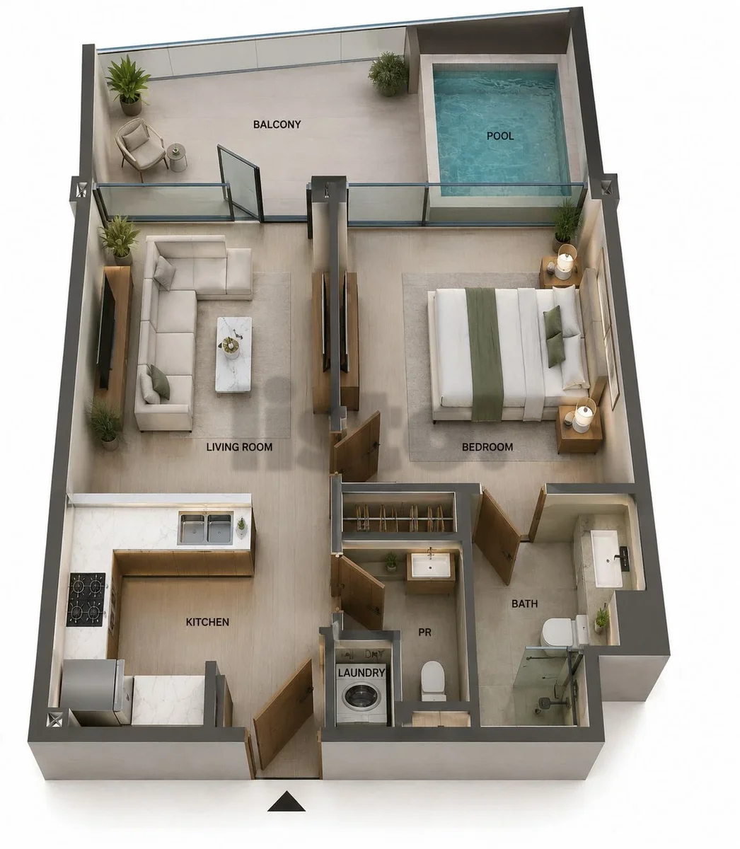 HOT DEAL | HIGH-FLOOR 1BR – DLRC 🚨 🏡 1BR + Laundry + Private Pool