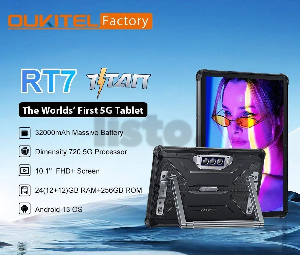 Oukitel RT7 Titan 5G Rugged Tablet - 32000mAh Battery & 256GB ROM
